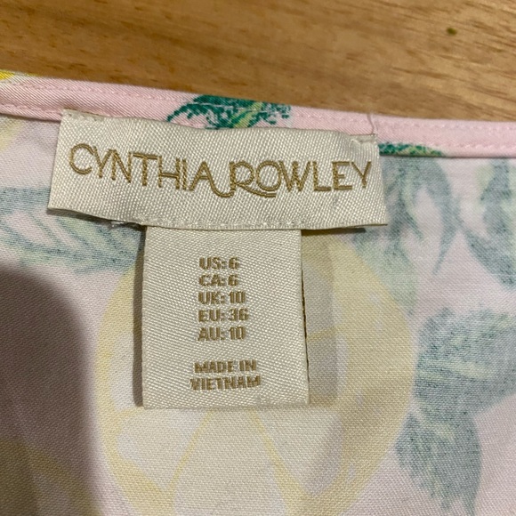 Cynthia Rowley dress lemon print shift dress size 10 - Picture 5 of 7